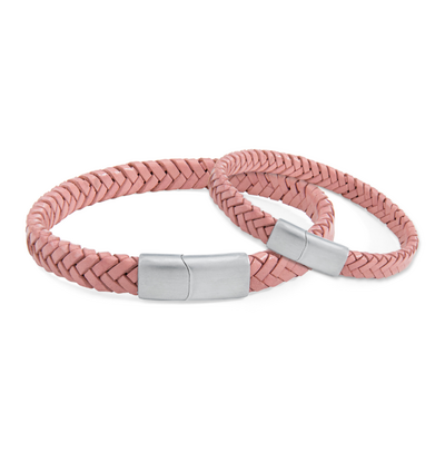 KAYA sieraden Mother & Daughter Bracelets Braided Leather | Pink