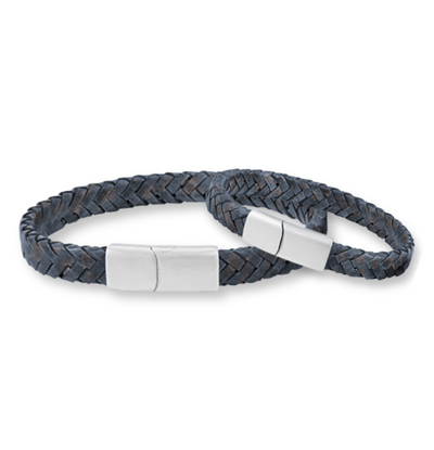 KAYA sieraden Vader & Zoon Armbanden Gevlochten Leer | Blauw