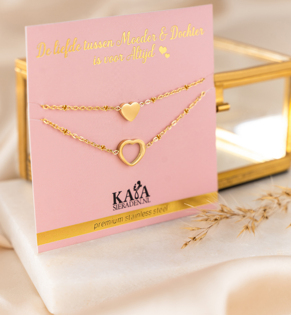 KAYA sieraden Mother’s Day bracelet set Mother & Daughter ‘Hearts’ | Stainless Steel
