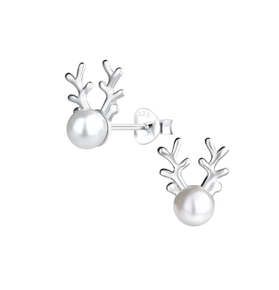 KAYA sieraden Luxury children's earrings Reindeer with Pearl