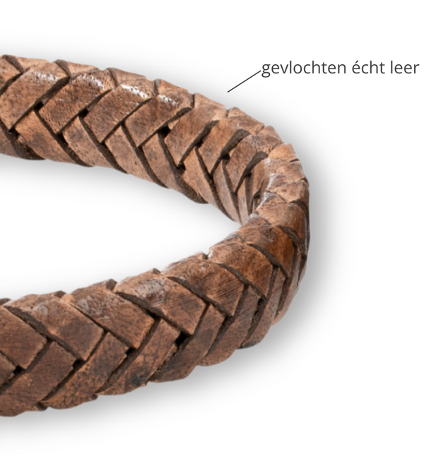 KAYA sieraden Boys' Braided Leather Bracelet with Engraving