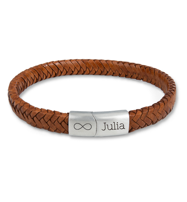 KAYA sieraden Boys' Braided Leather Bracelet with Engraving