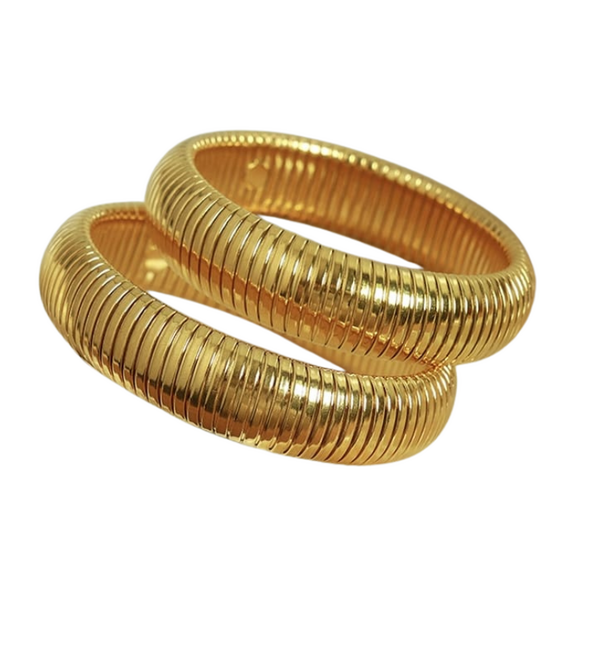 KAYA sieraden Elastic bracelet with stripes I Large | Stainless Steel