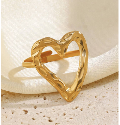 KAYA sieraden Adjustable Ring Open Heart with Structure