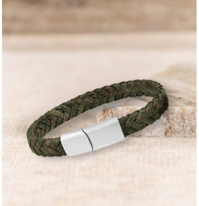 KAYA sieraden Check Tanja -> Boys Bracelet Braided Leather | Green