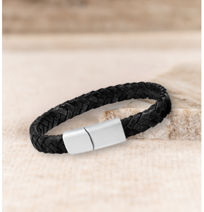 KAYA sieraden Boys' Braided Leather Bracelet | Black
