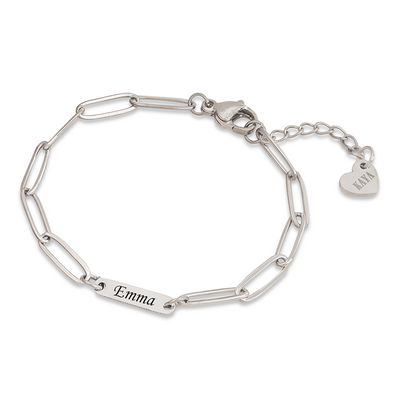 KAYA sieraden Children's bracelet 'Paperclip' with engraving