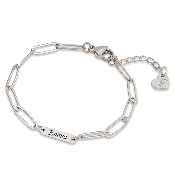 KAYA sieraden Kinderarmband 'Paperclip' met gravure