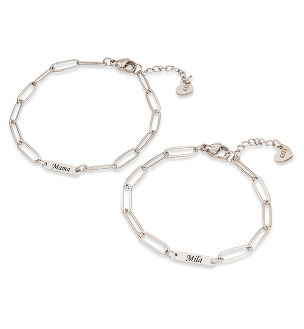 KAYA sieraden Moeder Dochter Namen Armband 'Paperclip'