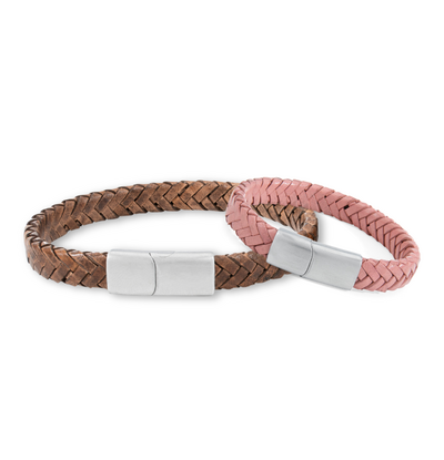 KAYA sieraden Father & Daughter Leather Bracelet Set | Brown