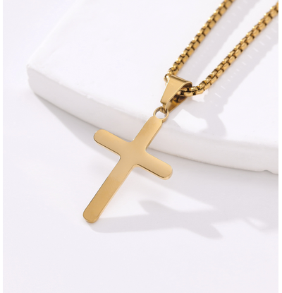 KAYA sieraden Stalen herenketting Kruis | Goud