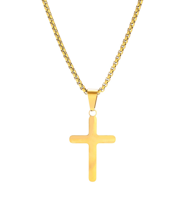 KAYA sieraden Stalen herenketting Kruis | Goud