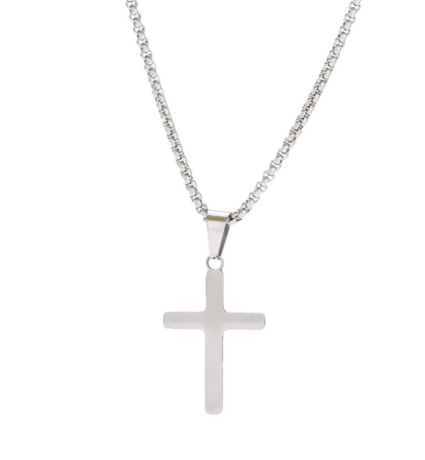 KAYA sieraden Stalen herenketting Kruis | Zilver