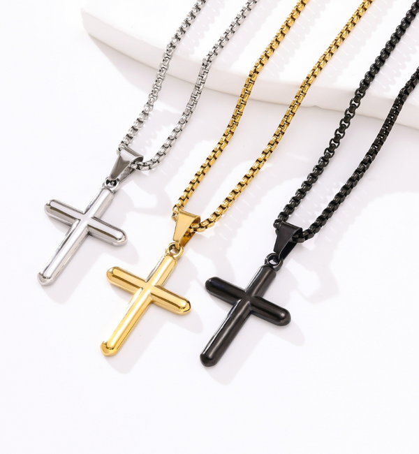 KAYA sieraden Stalen  Bold herenketting Kruis | Zwart