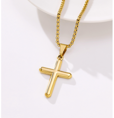 KAYA sieraden Steel Bold Men's Necklace Cross | Gold