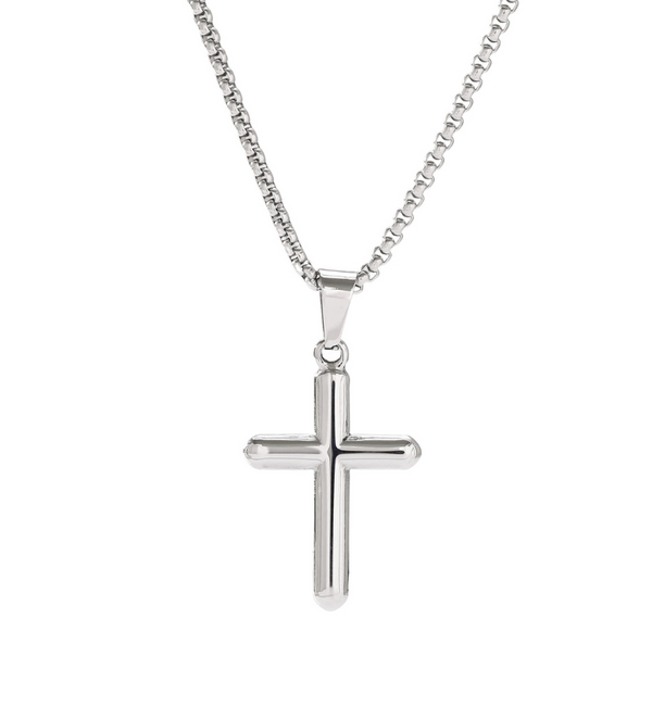 KAYA sieraden  Stalen Bold herenketting Kruis | Zilver