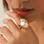 KAYA sieraden Adjustable Statement Ring with Pearl | Stainless Steel