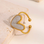 KAYA sieraden Adjustable Statement Ring with Mother of Pearl Heart | Stainless Steel