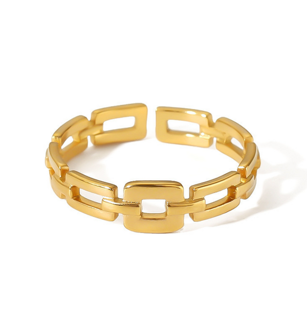 KAYA sieraden Verstelbare Ring met Open Schakels | Stainless Steel