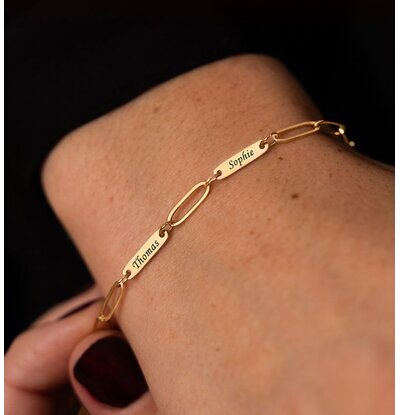 KAYA sieraden Personalized Name Bracelet with 2 Names ‘Paperclip’ Child – Stainless Steel