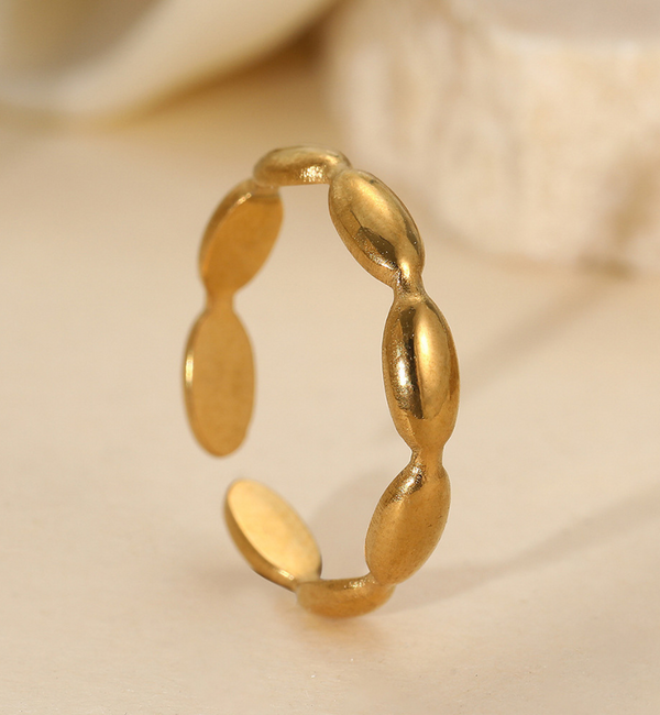 KAYA sieraden Verstelbare Ring met Ovalen Patronen | Stainless Steel