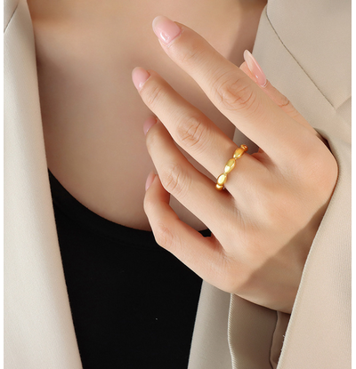 KAYA sieraden Adjustable Ring with Oval Patterns