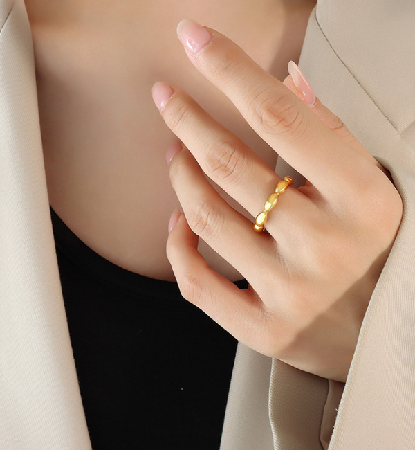 KAYA sieraden Verstelbare Ring met Ovalen Patronen | Stainless Steel