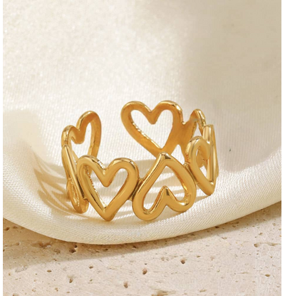 KAYA sieraden Verstelbare Ring met Open Hartjes