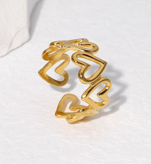 KAYA sieraden Adjustable Ring with Oval Patterns | Stainless Steel   - Copy