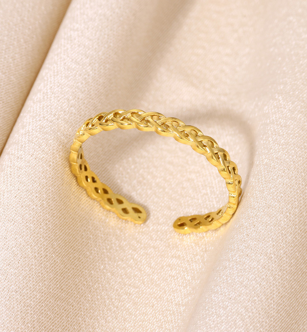 KAYA sieraden Minimalist Adjustable Ring Rope | Stainless Steel