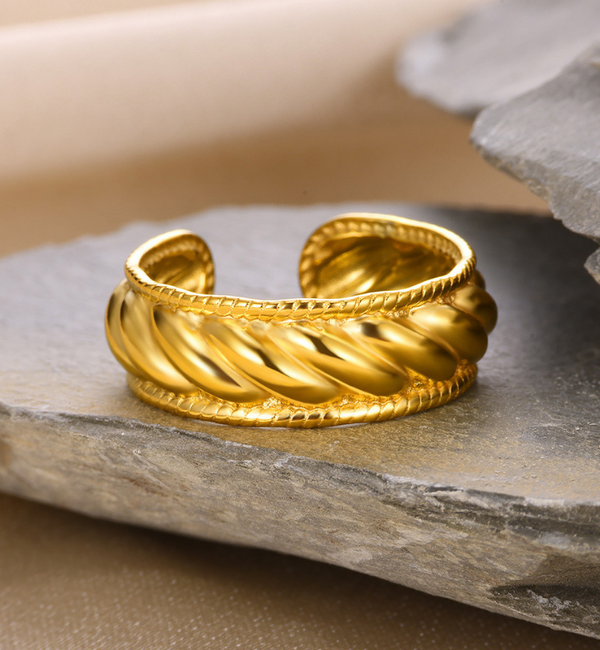 KAYA sieraden  Adjustable Ring Chunky Twist | Stainless Steel