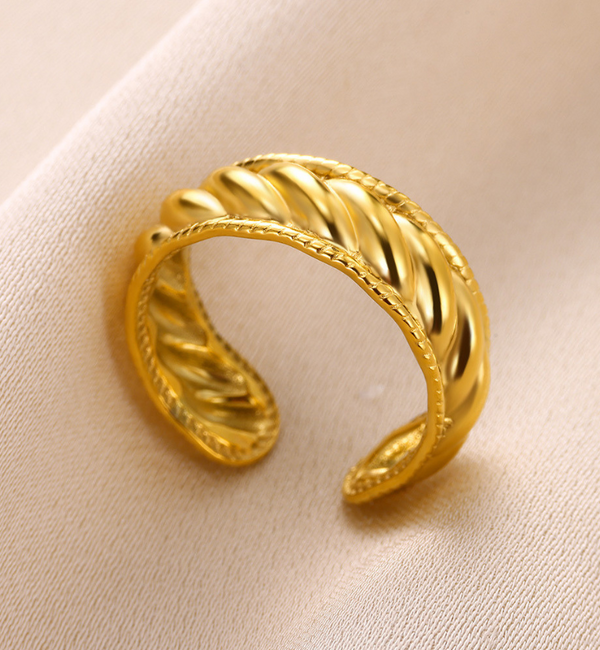 KAYA sieraden  Adjustable Ring Chunky Twist | Stainless Steel