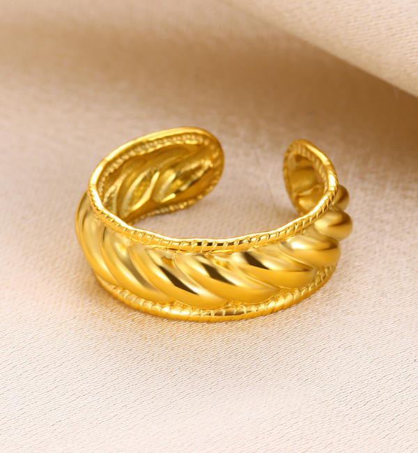 KAYA sieraden  Verstelbare Ring Chunky Twist | Stainless Steel