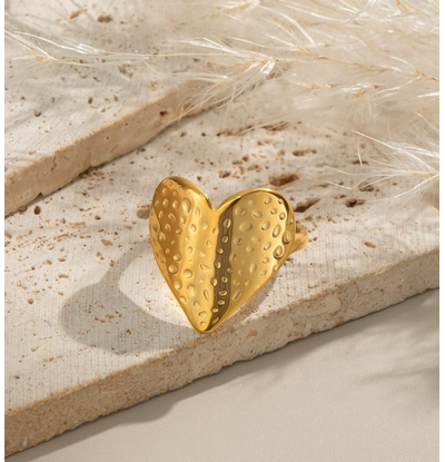 KAYA sieraden Verstelbare Statement Ring Vintage Heart