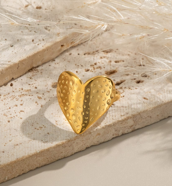KAYA sieraden  Verstelbare Statement Ring Vintage Heart | Stainless Steel