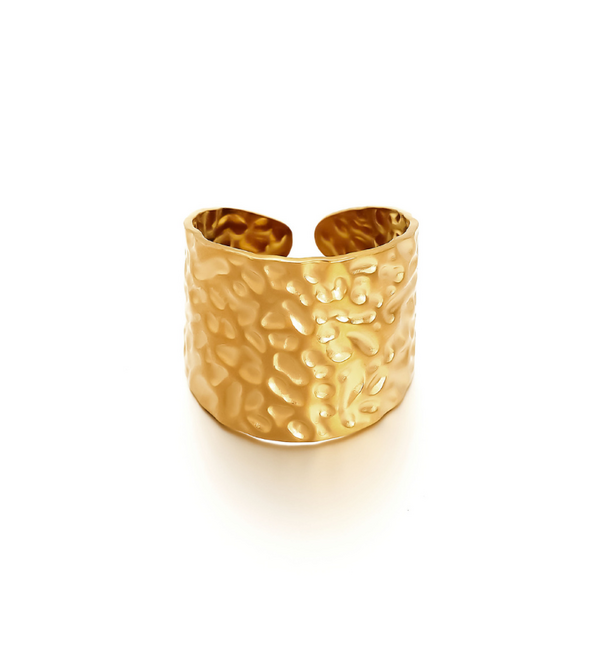 KAYA sieraden  Verstelbare Ring Hammered | Stainless Steel
