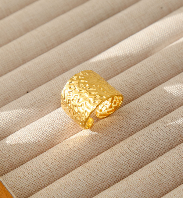 KAYA sieraden  Verstelbare Ring Hammered | Stainless Steel