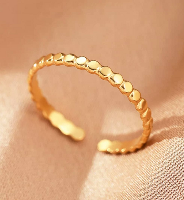 KAYA sieraden  Minimalist Adjustable Ring Little Dots | Stainless Steel