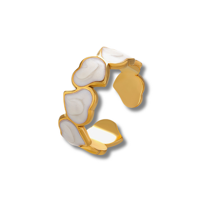 KAYA sieraden Verstelbare Ring Hartjes met Parelmoer