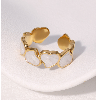 KAYA sieraden Adjustable Ring Hearts with Mother of Pearl