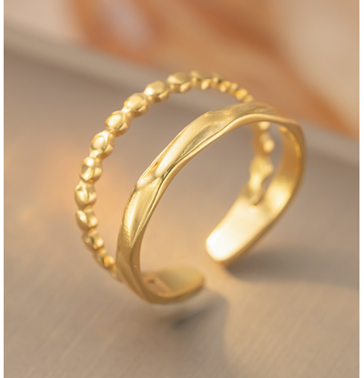 KAYA sieraden Adjustable Double Ring Vintage Dots