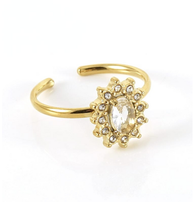 KAYA sieraden Verstelbare Ring Bloom met Kristallen