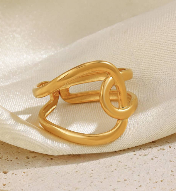 KAYA sieraden  Verstelbare Statement Ring met Lus | Stainless Steel