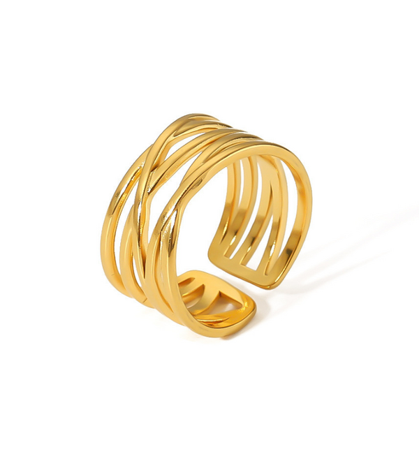 KAYA sieraden  Adjustable Statement ring Curve | Stainless Steel