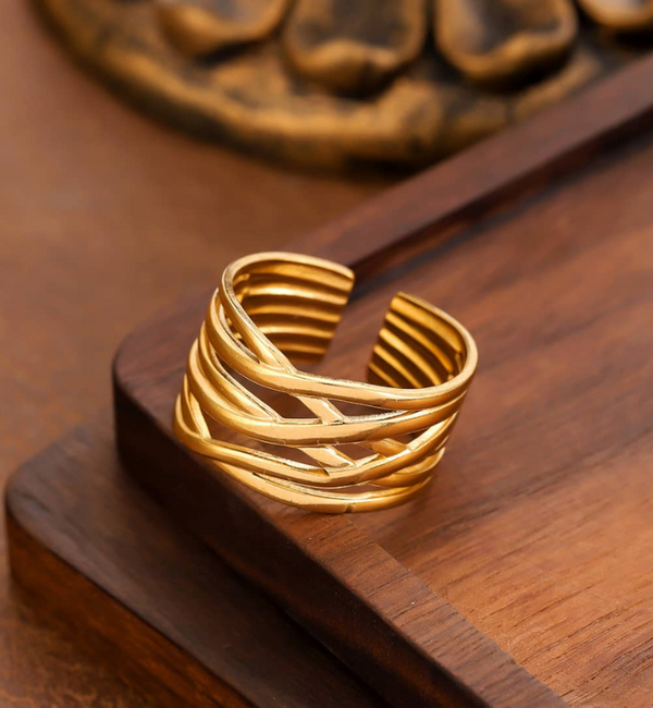 KAYA sieraden  Adjustable Statement ring Curve | Stainless Steel