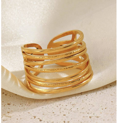 KAYA sieraden Adjustable Statement ring Curve - Copy