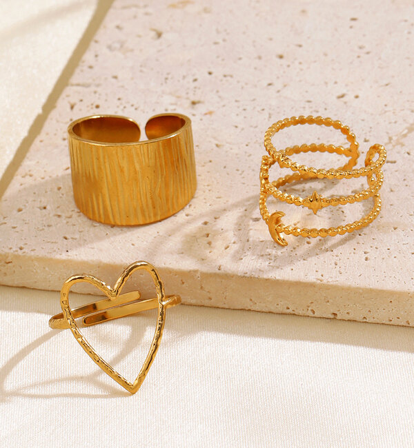 KAYA sieraden Adjustable Statement Ring Chunky | Stainless Steel