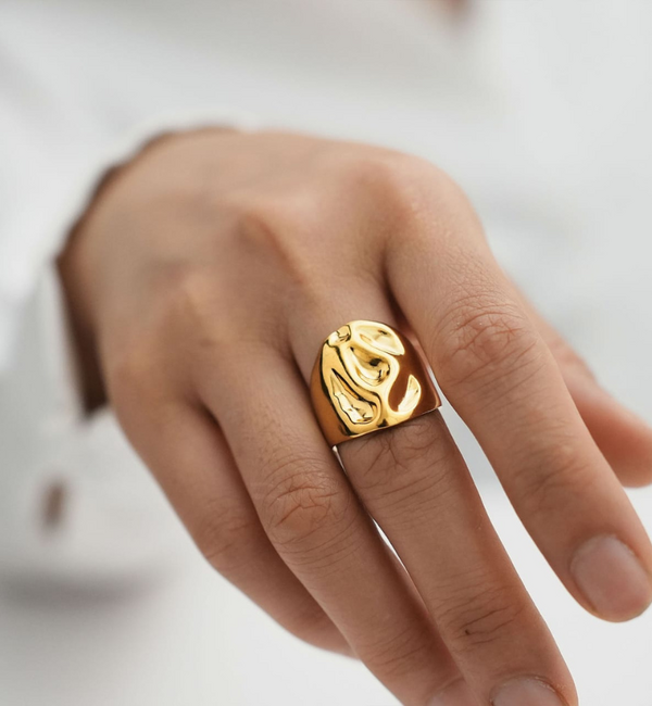 KAYA sieraden Verstelbare Statement Ring Bold & Gold |  Stainless Steel