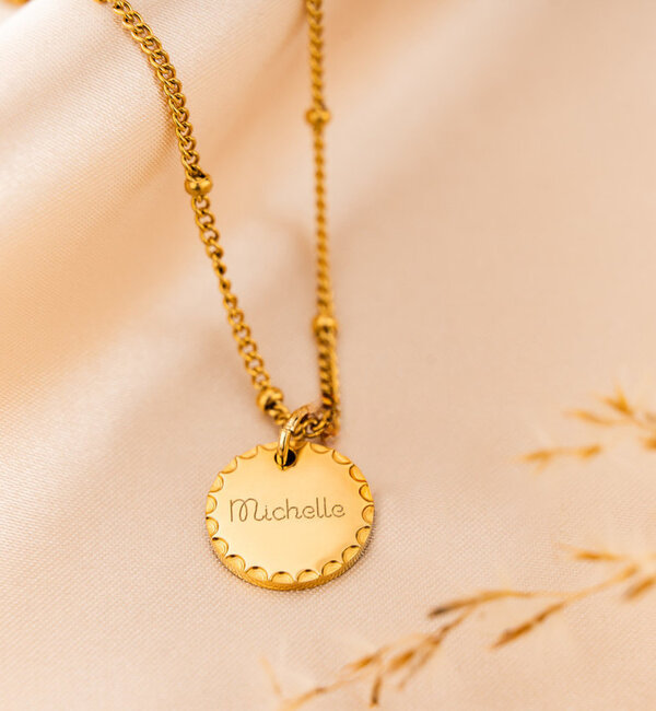 KAYA sieraden Ketting 'Bolletjes' met Gravure | Stainless Steel