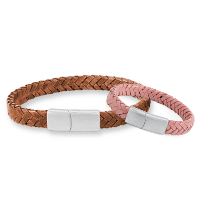 KAYA sieraden Father & Daughter Leather Bracelet Set | Camel